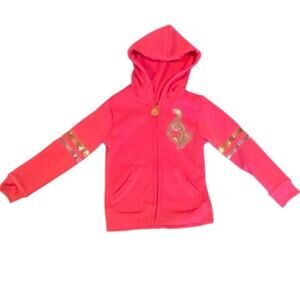 Vintage Y2K Baby Phat Girls Hoodie Pink Glitter Logo Zip Up Size S (4) Hooded